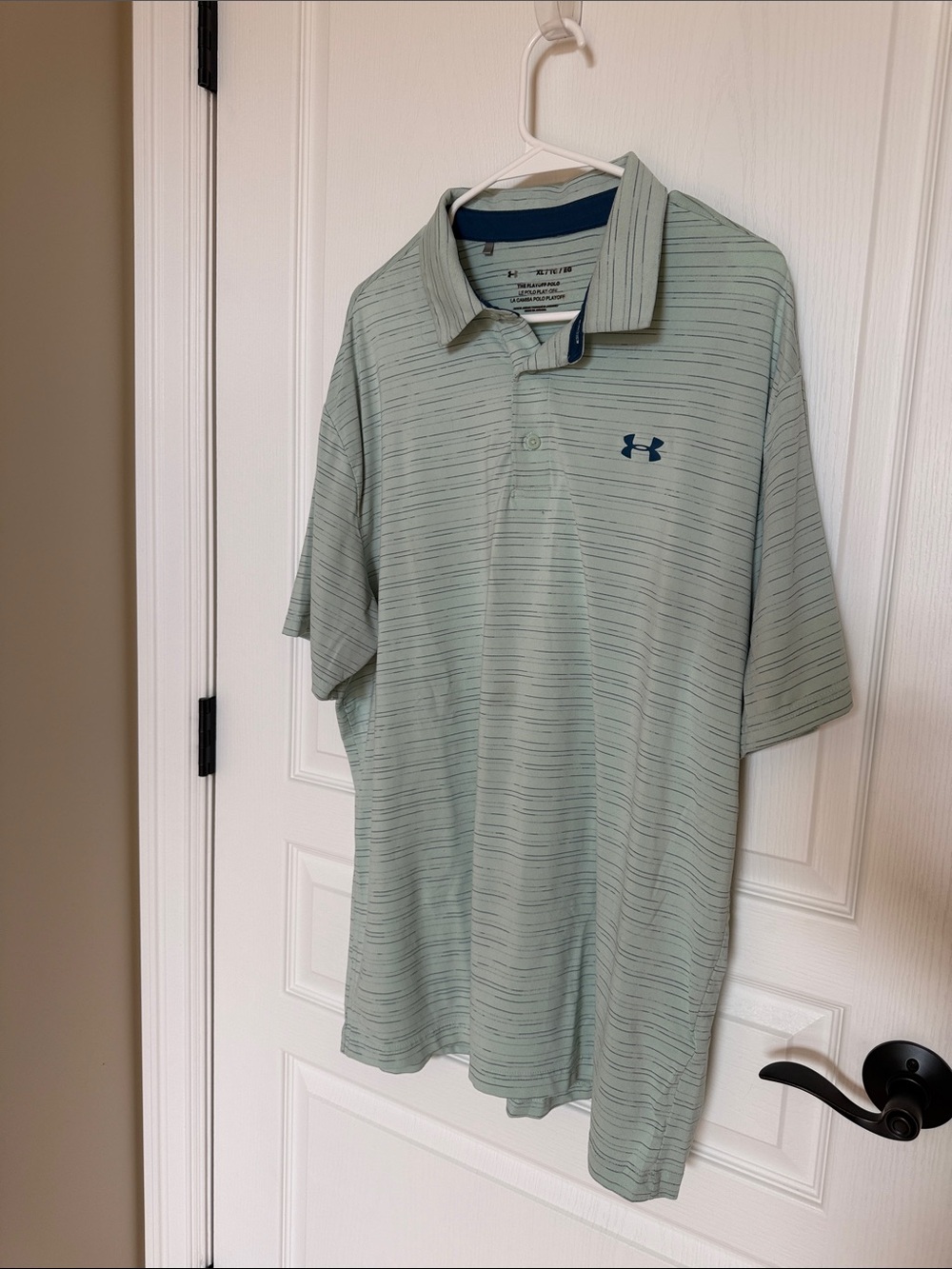 Under Armour Men's Mint Green Horizontal Stripe Performance Polo